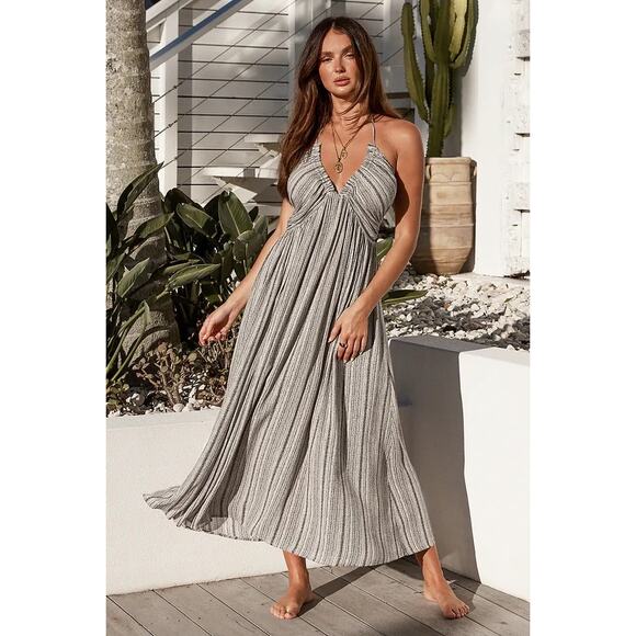 Cupshe Germaine Plunge Halter Neck Maxi Off-shoulder Dress Size L - Picture 1 of 4
